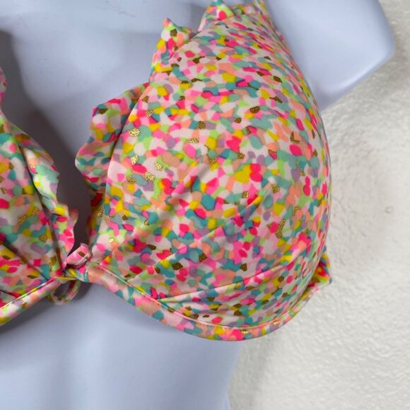 Victoria's Secret Beach Sexy Underwire Fabulous Ruffle Halter Bikini Top 34 DD - Picture 6 of 9